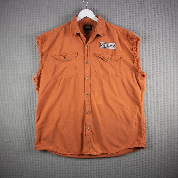 Sturgis 4XL Biker American Skull Sleveless Button Up Shirt - Picture 2 of 7